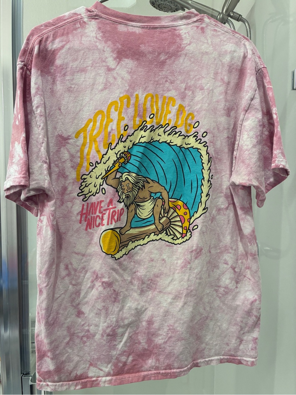 Men's Pink Tie-Dye Swim Tee with Surf Graphic
